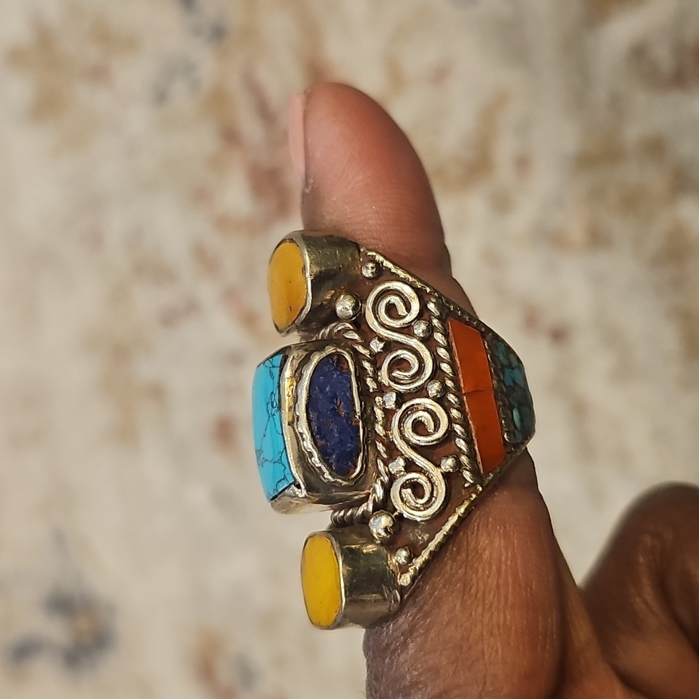 Bohemian Multi-Stone Statement Ring - image 5